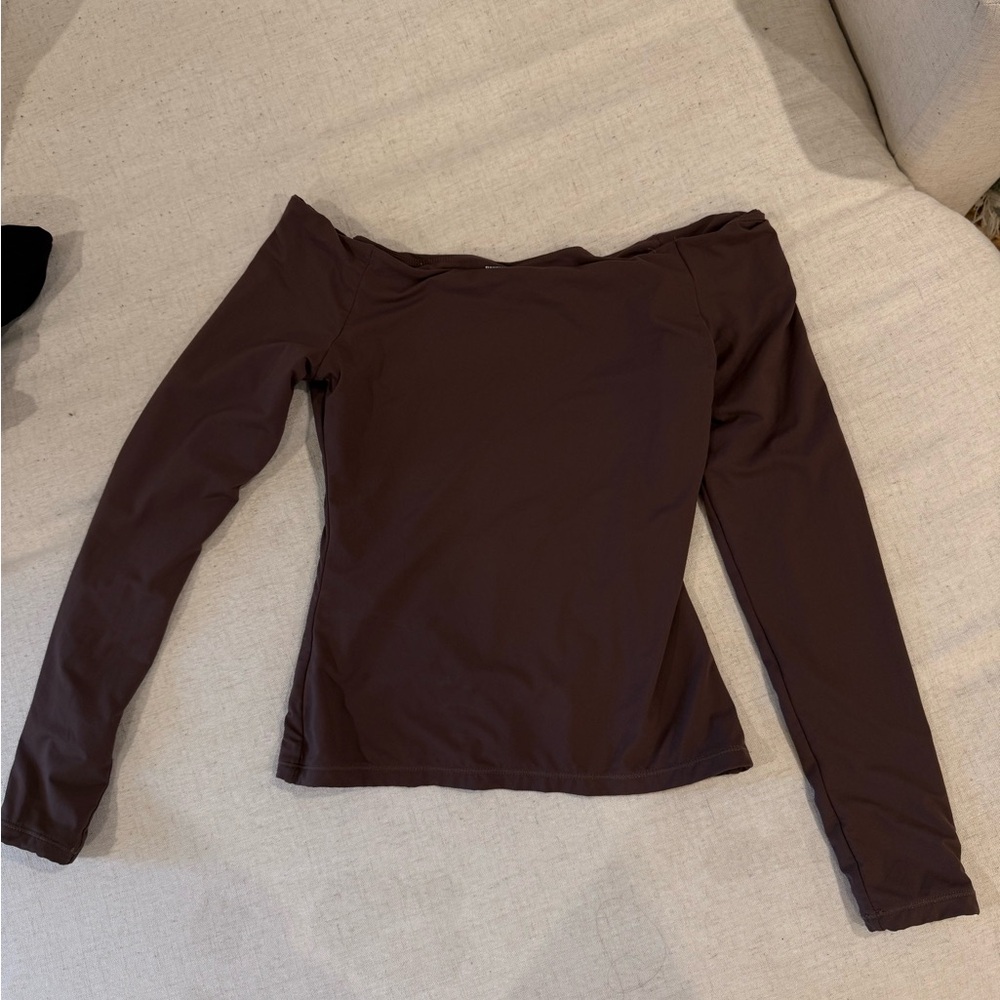 Elegant Off-Shoulder Brown Top